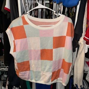 Colorful Checkered Knit Top